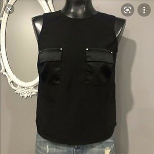 Whbm black sleeveless top